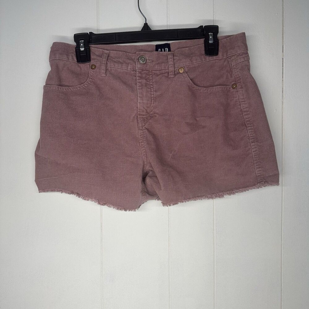 GAP Shorts Women's 8 Mid Rise Corduroy Frayed Hem Soft Stretch Cut Off Mauve